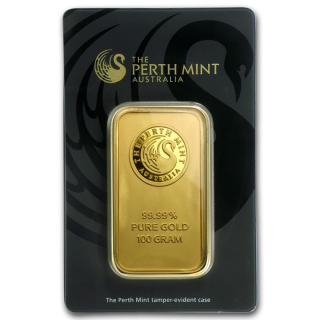 Zlatý slitek 100 g Perth Mint
