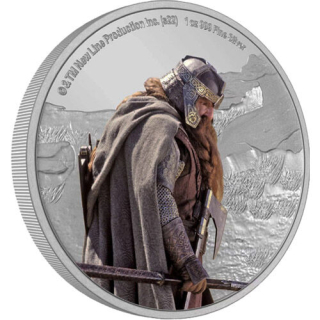 Stříbrná mince 1 oz Gimli Pán Prstenů 2021 Proof Kolorovaná