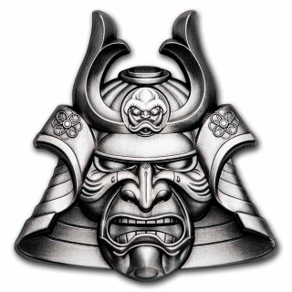 Stříbrná mince 2 oz Samurajská maska Ancient Warrirors 2021