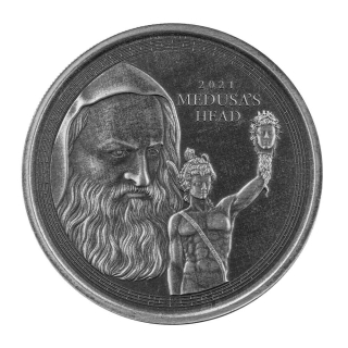 Stříbrná mince 1 oz Perseus s hlavou Medúzy 2021 Ostařená