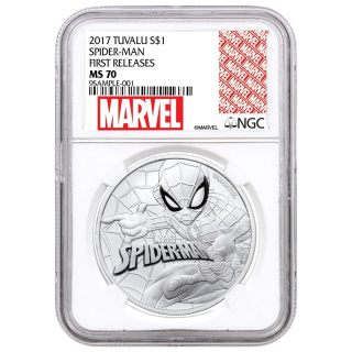 Stříbrná mince 1 oz Spiderman Marvel NGC MS70