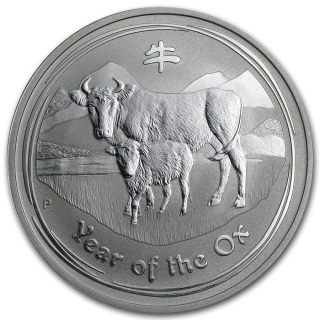 Stříbrná mince 1 oz Lunární série II Buvol 2009