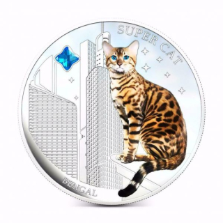 Stříbrná mince 1 oz Kočka Bengálská  Kočky a Psi 2013 Kolorovaná Proof