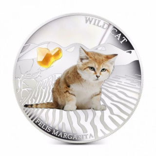 Stříbrná mince 1 oz Kočka pouštní Kočky a Psi 2013 Kolorovaná Proof