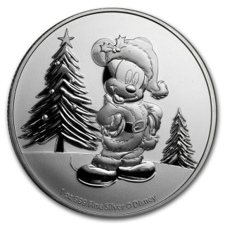  Stříbrná mince Mickey Mouse Vánoční 1 oz 2019
