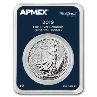 Stříbrná mince 1 oz Britannia Oriental Border 2019 Apmex MintDirect® PCGS