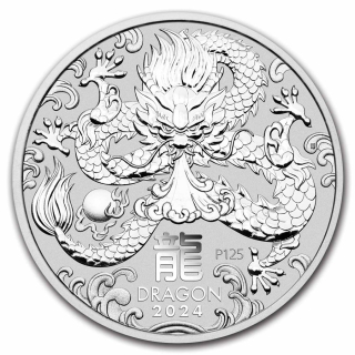 Stříbrná mince 1 oz Rok Draka Lunární série III 2024 PŘEDOBJENDÁVKA