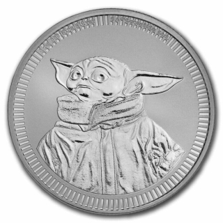 Stříbrná mince 1 oz Baby Yoda Star Wars 2023 BU