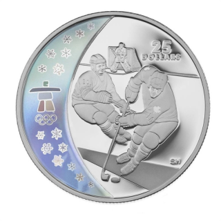Stříbrná mince 1 oz Lední hokej Vancouver Zimní olympijské hry 2007 Holografická