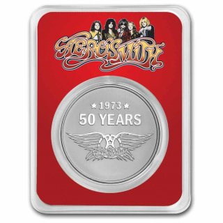 Stříbrná mince 1 oz Aerosmith 50. výročí 2023 BU TEP