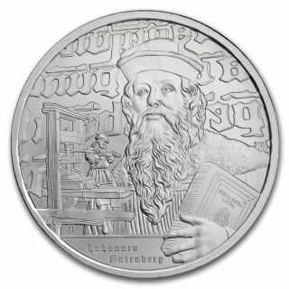 Stříbrná mince 1 oz Johannes Gutenberg  Ikony Inspirace 2024