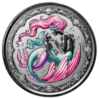Stříbrná mince 1 oz Mořská panna Matka a Dcera Proof 2023 Kolorovaná TEP