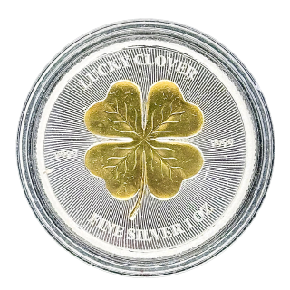 Stříbrná mince 1 oz Čtyřlístek Pozlacená ve stojánku