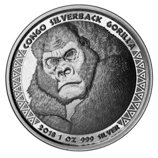  Stříbrná mince 1 oz Congo Gorilla  2018
