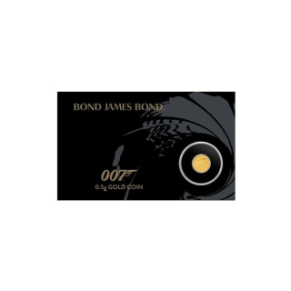 Zlatá mince 0,5 gramu James Bond 007 2020 v kartě