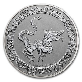  Stříbrná mince 1 oz Žlutý Hadí Drak Celestial 2020