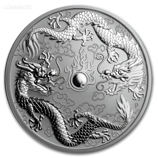 Stříbrná mince 1 oz Dvojitý drak 2019 BU