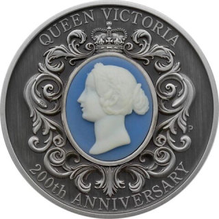  Stříbrná mince ostařená Cameo k 200.výročí královny Viktorie 2 oz 2019