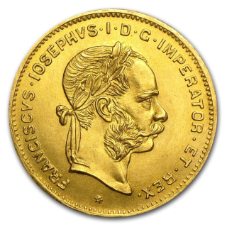  Zlatá mince 4 florinty rakouského císaře Franze Josepha