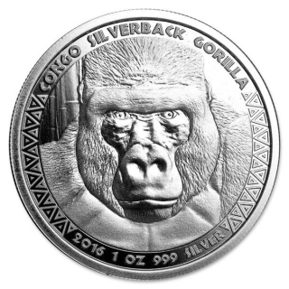Stříbrná mince 1 oz Gorilla Congo 2016