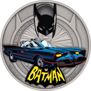 Stříbrná mince 1 oz Batmobile 1966 DC Comics 2021 Kolorovaná