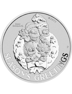 Stříbrná mince 1 oz Simpsonovi sezónní pozdravy 2022 BU