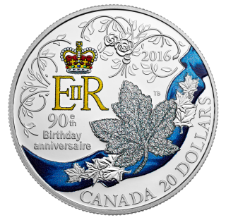 Stříbrná mince 1 oz Oslava 90. narozenin Jejího Veličenstva Alžběty II. 2016