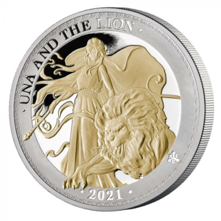 Stříbrná mince 1 oz Una a Lev 2021 Pozlacená Proof