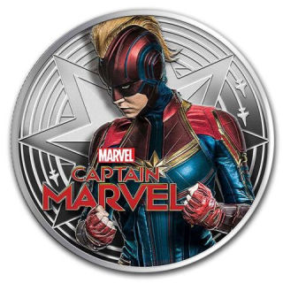 MARVEL Stříbrná mince Kapitán MARVEL kolorovaná 1 oz 2019