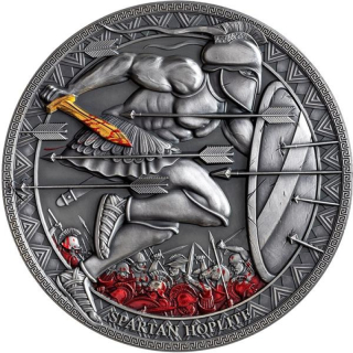 Stříbrná mince Cameroun Spartan Legendární válečníci 1/2 oz 2021 pozlacená