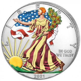 Stříbrná mince U.S. Silver Eagle 1 oz 2021 kolorovaná Liberty