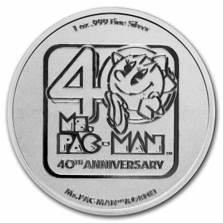 Stříbrná mince 1 oz Ms. PAC-MAN 40. výročí 2021