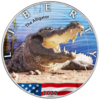 Stříbrná mince 1 oz Aligátor U.S. Eagle 2022 Kolorovaná
