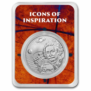 Stříbrná mince 1 oz Albert Einstein Ikony Inspirace 2022 BU v blistru