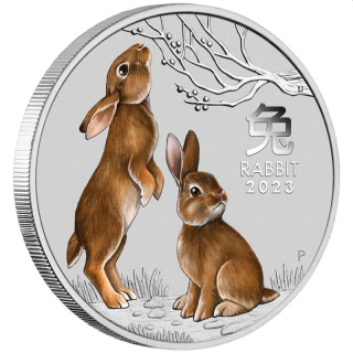 Stříbrná mince 1/4 oz Rok Králíka 2023 Sydney Money Expo Kolorovaná