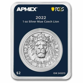 Stříbrná mince 1 oz Český lev 2022 Apmex MintDirect® PCGS