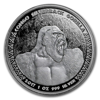 Stříbrná mince 1 oz  Gorilla Congo 2017