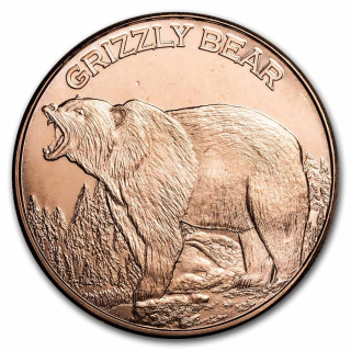 Měděná medaile 1 oz Medvěd Grizzly