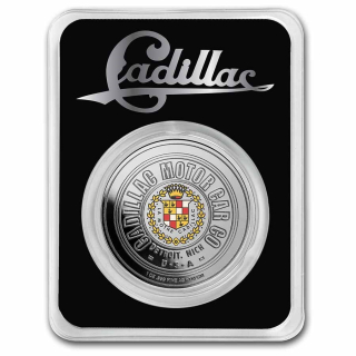 Stříbrná medaile 1 oz Cadillac Logo Kolorovaná v Kartě