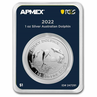 Stříbrná mince 1 oz Delfín 2022 Apmex MintDirect® PCGS