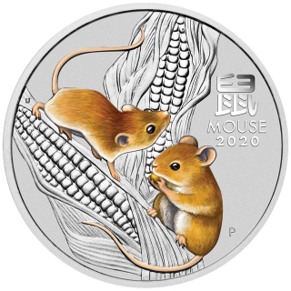 Stříbrná mince 1/4 oz Rok Myši 2020 Sydney Money Expo Kolorovaná