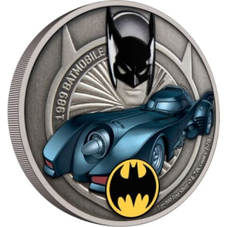  Stříbrná mince 1 oz Batmobile 1989 DC Comics 2021 Kolorovaná