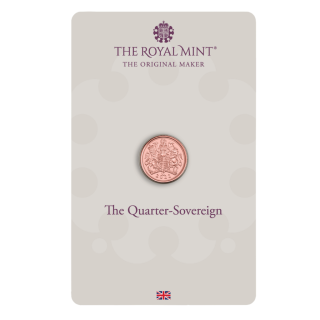 Růžová zlatá mince Quarter Sovereign 2022 v blistru