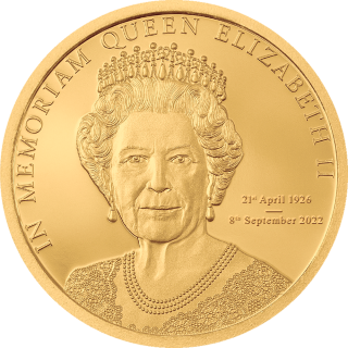 Zlatá mince 0,5 g Památka Královny Alžběty II. 2022 Proof